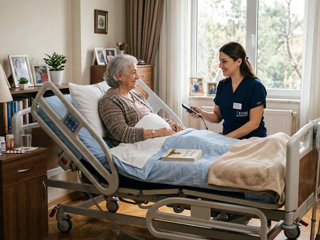 Evde kullanım için sunulan hasta yatağı kiralama çözümü